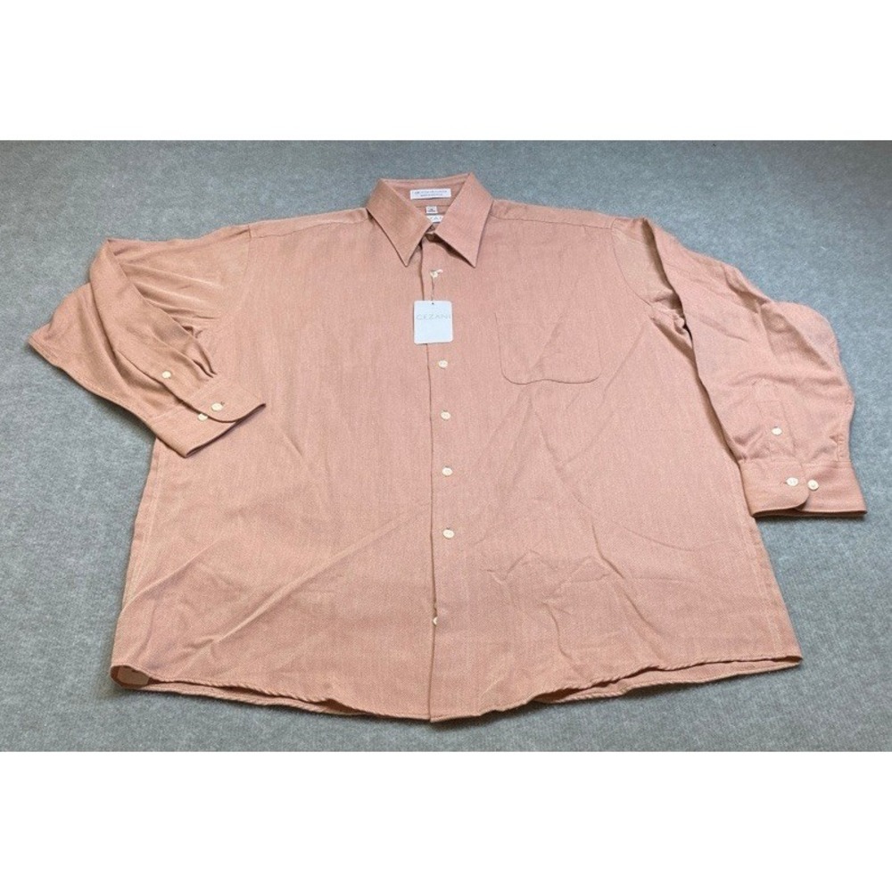 NWT Cezani Button Down Shirt Mens 16 32/33 Brown Textured Long Sleeve Pocket
